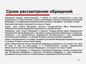 Сроки рассмотрения депутатских запросов в органах исполнительной власти