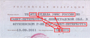 Код подразделения 780 061 номера паспортов