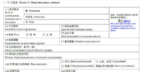 Пример заполнения анкеты на китайскую визу
