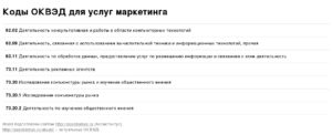 Предоставление маркетинговых услуг оквэд