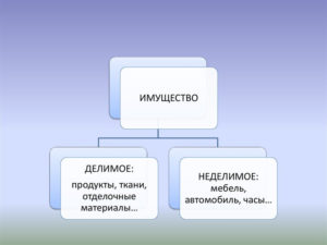 Делимое и неделимое имущество при разводе