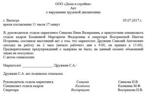 Акт о невыполнении условий договора бланк