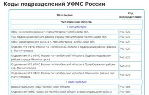 Код подразделения 052 009 уфмс