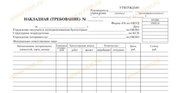 Накладная требование форма 434 скачать бесплатно Накладная требование форма 434 скачать бесплатно