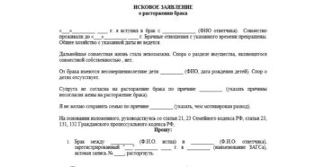 Возражение на исковое заявление о расторжении брака