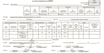 Накладная на возврат давальческих материалов образец