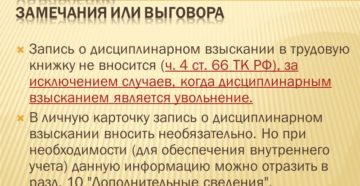 Должна ли вноситься запись о дисциплинарном взыскании в трудовую книжку