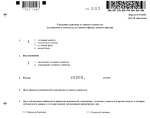 Образец заявления формы р13001 об увеличении уставного капитала единственного участника
