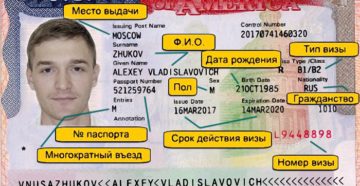 Где в паспорте отображается номер американской визы