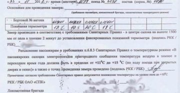 Акт замера температуры на складе