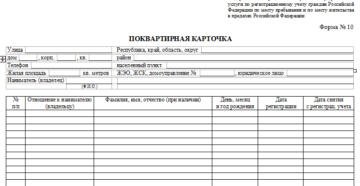 Форма 10 поквартирная карточка бланк скачать