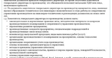 Зам начальника производства должностные обязанности