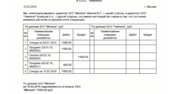 Акт сверки выполненых работ бланк